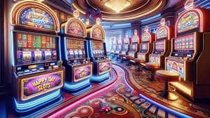 Tampilan permainan kasino langsung dengan meja roulette dan baccarat